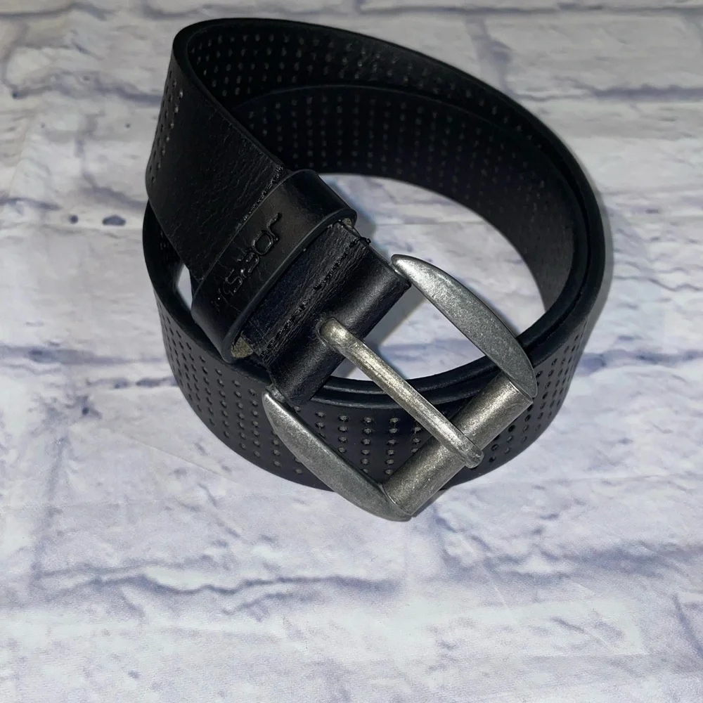 Joe's Jeans Black Perforated Leather Belt. Size 32